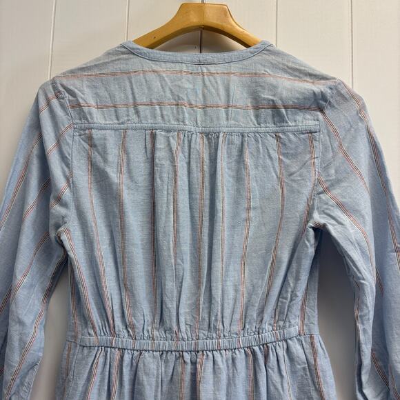 Old Navy Striped Chambray Dress Women Small Prairie Peasant Trad Wife Homestead - Picture 5 of 10